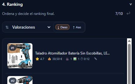 Ordena el ranking